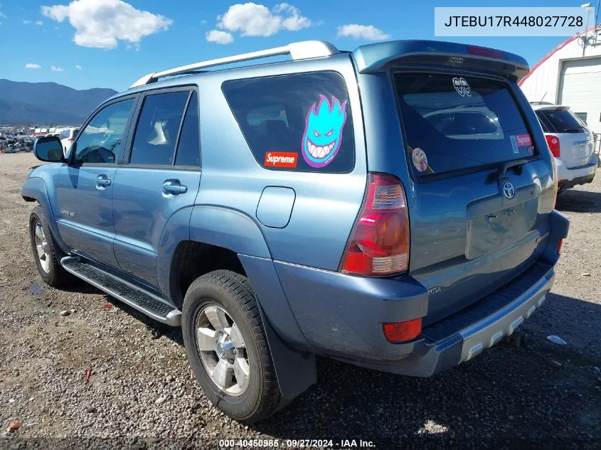 2004 Toyota 4Runner Limited V6 VIN: JTEBU17R448027728 Lot: 40450985