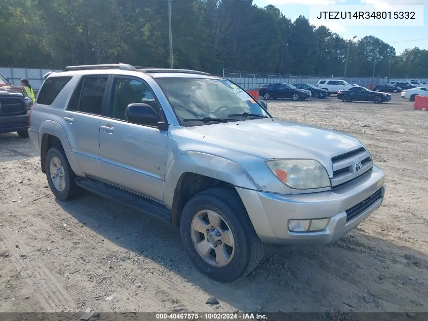 2004 Toyota 4Runner Sr5 V6 VIN: JTEZU14R348015332 Lot: 40467575