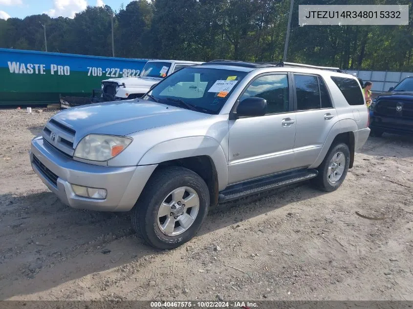 2004 Toyota 4Runner Sr5 V6 VIN: JTEZU14R348015332 Lot: 40467575