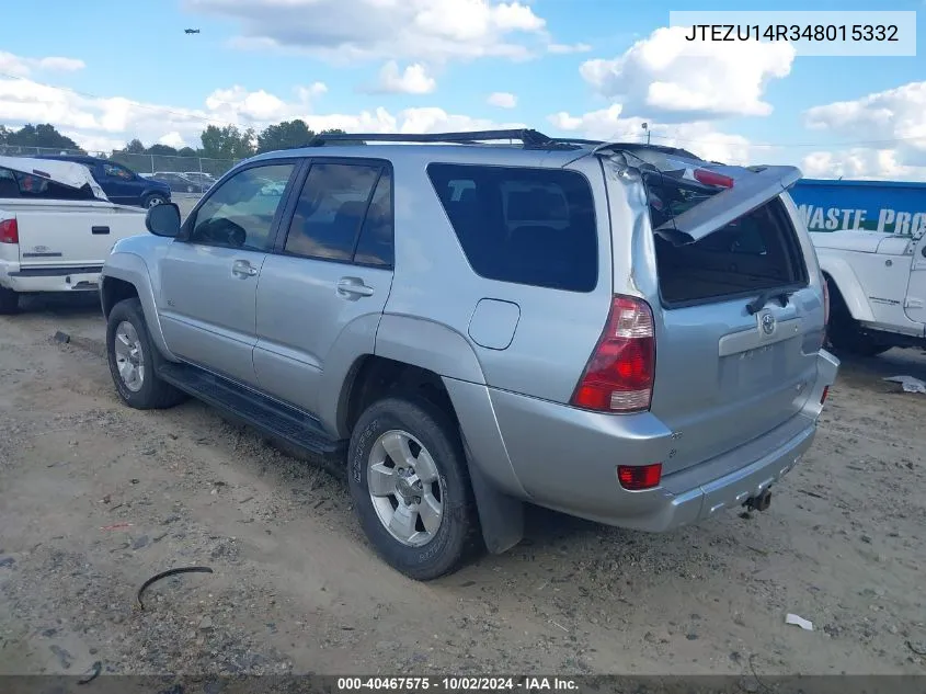 2004 Toyota 4Runner Sr5 V6 VIN: JTEZU14R348015332 Lot: 40467575