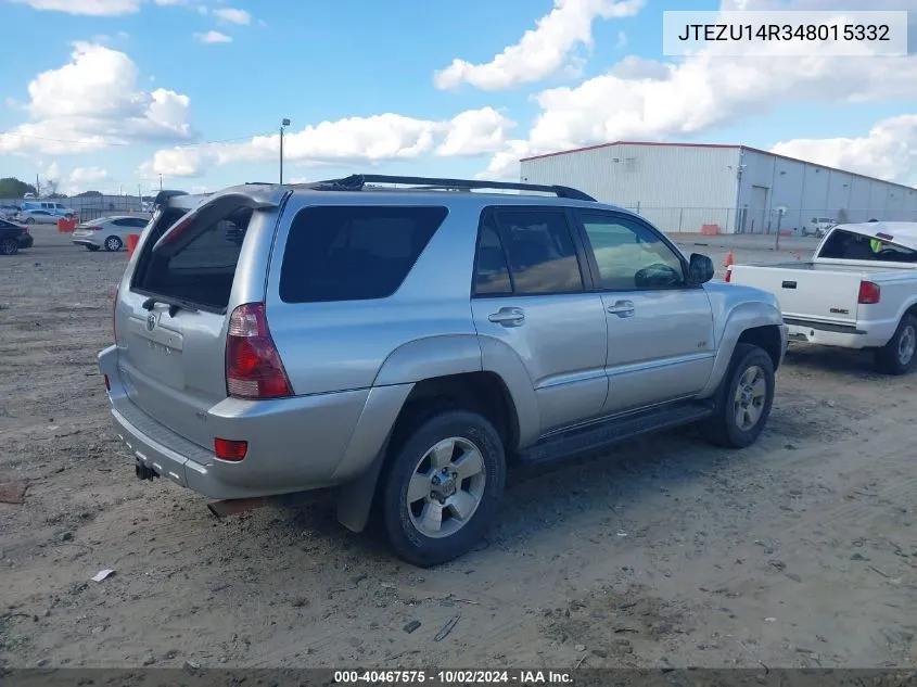 2004 Toyota 4Runner Sr5 V6 VIN: JTEZU14R348015332 Lot: 40467575