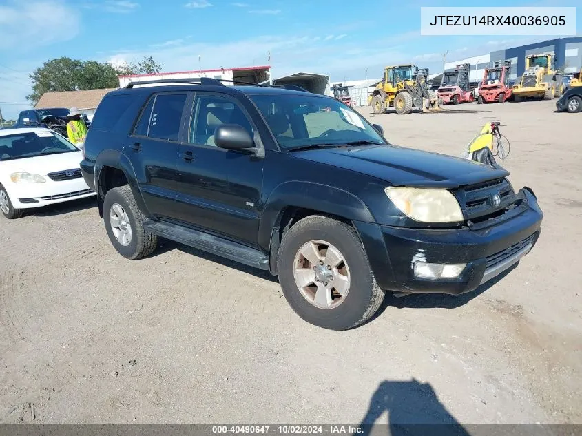 2004 Toyota 4Runner Sr5 V6 VIN: JTEZU14RX40036905 Lot: 40490647