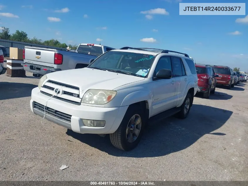 2004 Toyota 4Runner Sr5 V8 VIN: JTEBT14R240033677 Lot: 40491763