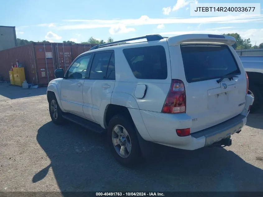 2004 Toyota 4Runner Sr5 V8 VIN: JTEBT14R240033677 Lot: 40491763