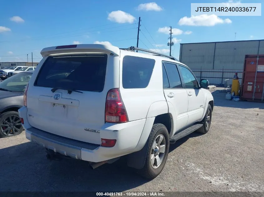 2004 Toyota 4Runner Sr5 V8 VIN: JTEBT14R240033677 Lot: 40491763