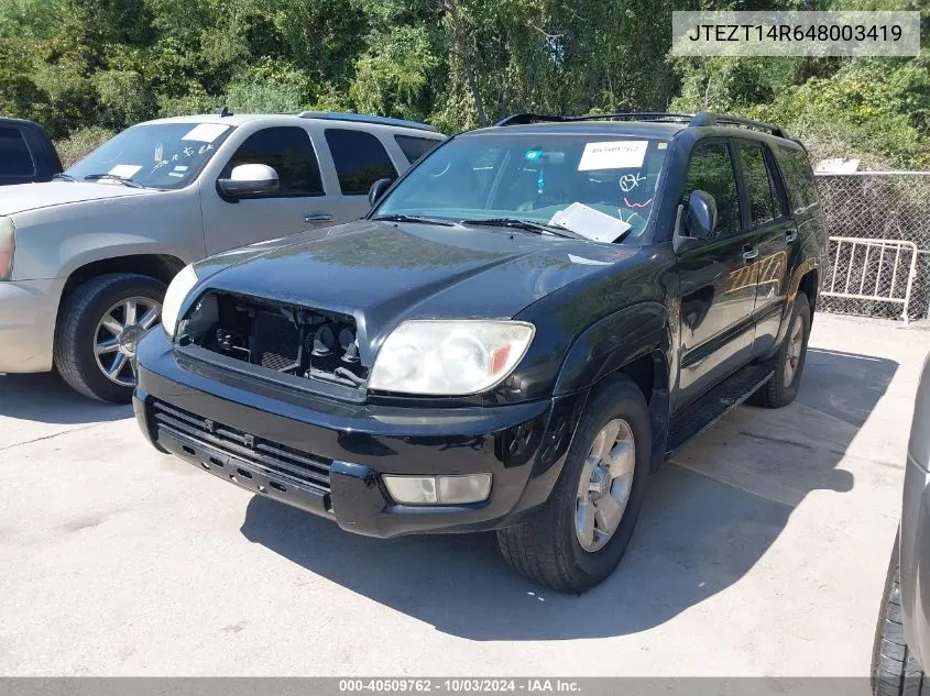 2004 Toyota 4Runner Sr5 V8 VIN: JTEZT14R648003419 Lot: 40509762