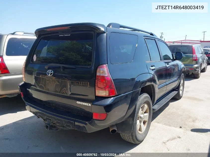 2004 Toyota 4Runner Sr5 V8 VIN: JTEZT14R648003419 Lot: 40509762