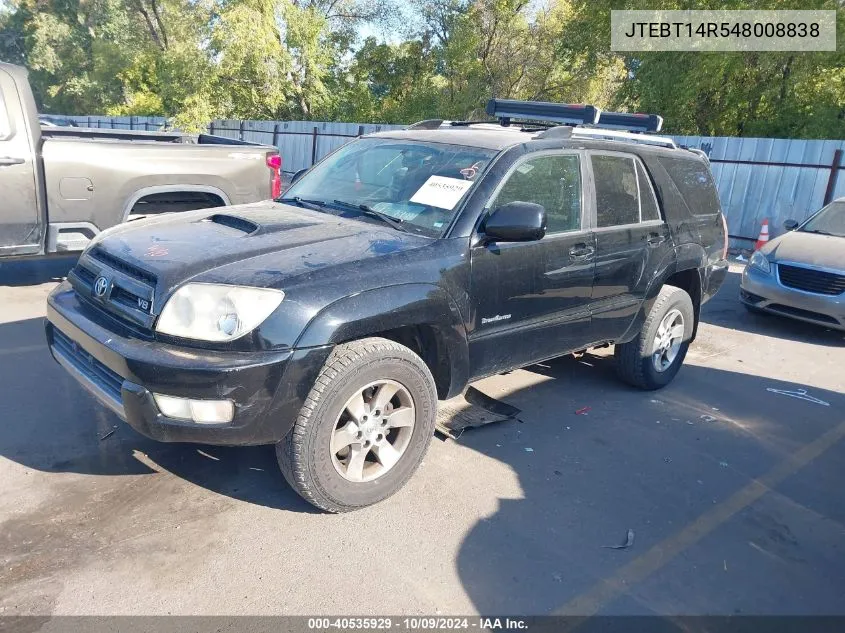 2004 Toyota 4Runner Sr5 Sport V8 VIN: JTEBT14R548008838 Lot: 40535929