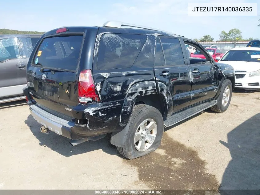 2004 Toyota 4Runner Limited V6 VIN: JTEZU17R140036335 Lot: 40539346