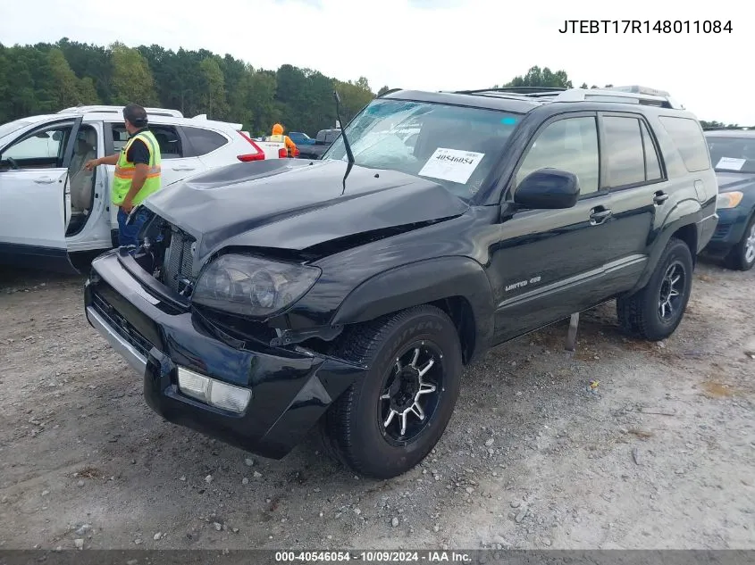 2004 Toyota 4Runner Limited V8 VIN: JTEBT17R148011084 Lot: 40546054