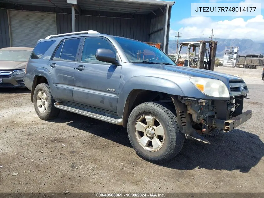 2004 Toyota 4Runner Limited V6 VIN: JTEZU17R748014177 Lot: 40563969