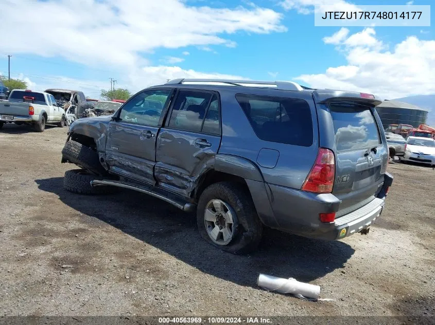 2004 Toyota 4Runner Limited V6 VIN: JTEZU17R748014177 Lot: 40563969