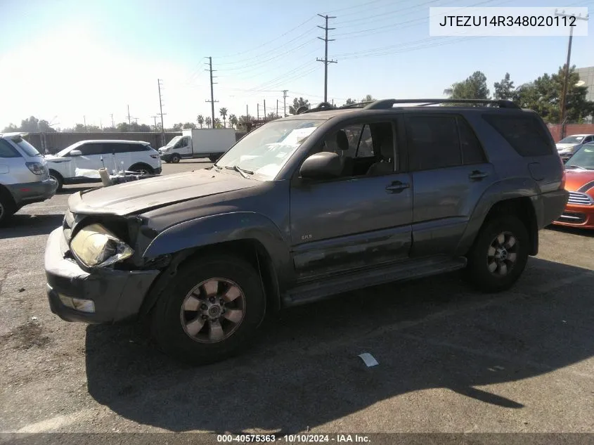 2004 Toyota 4Runner Sr5 V6 VIN: JTEZU14R348020112 Lot: 40575363