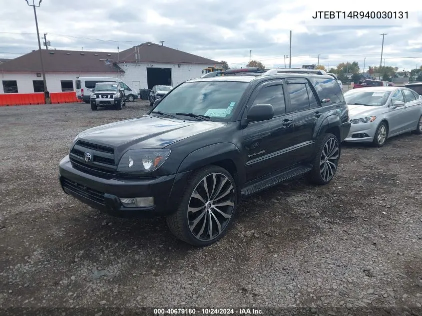 2004 Toyota 4Runner Sr5 Sport V8 VIN: JTEBT14R940030131 Lot: 40679180