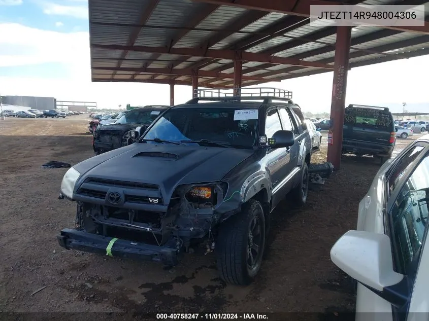 2004 Toyota 4Runner Sr5 Sport V8 VIN: JTEZT14R948004306 Lot: 40758247