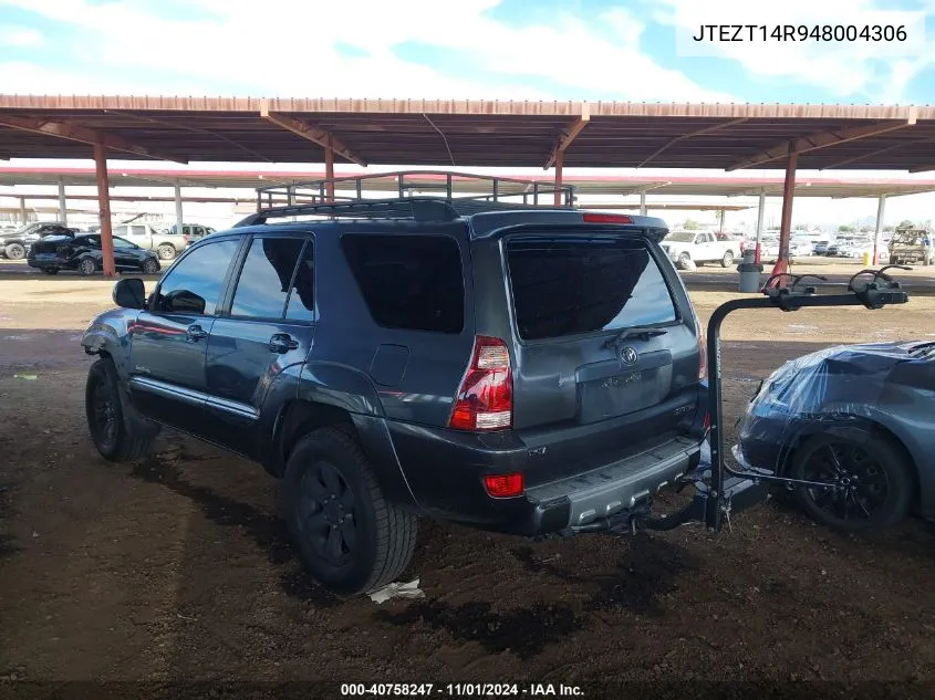 2004 Toyota 4Runner Sr5 Sport V8 VIN: JTEZT14R948004306 Lot: 40758247