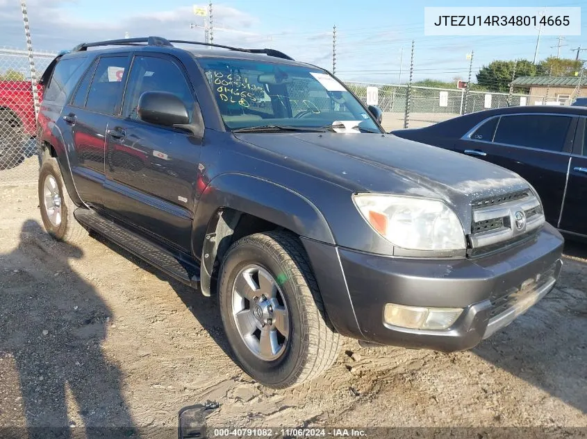 2004 Toyota 4Runner Sr5 V6 VIN: JTEZU14R348014665 Lot: 40791082