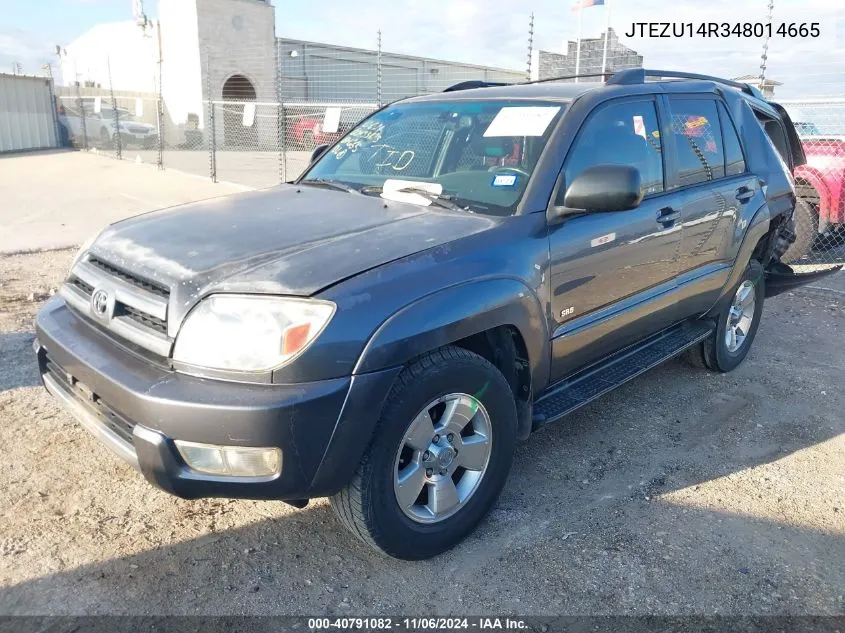 2004 Toyota 4Runner Sr5 V6 VIN: JTEZU14R348014665 Lot: 40791082