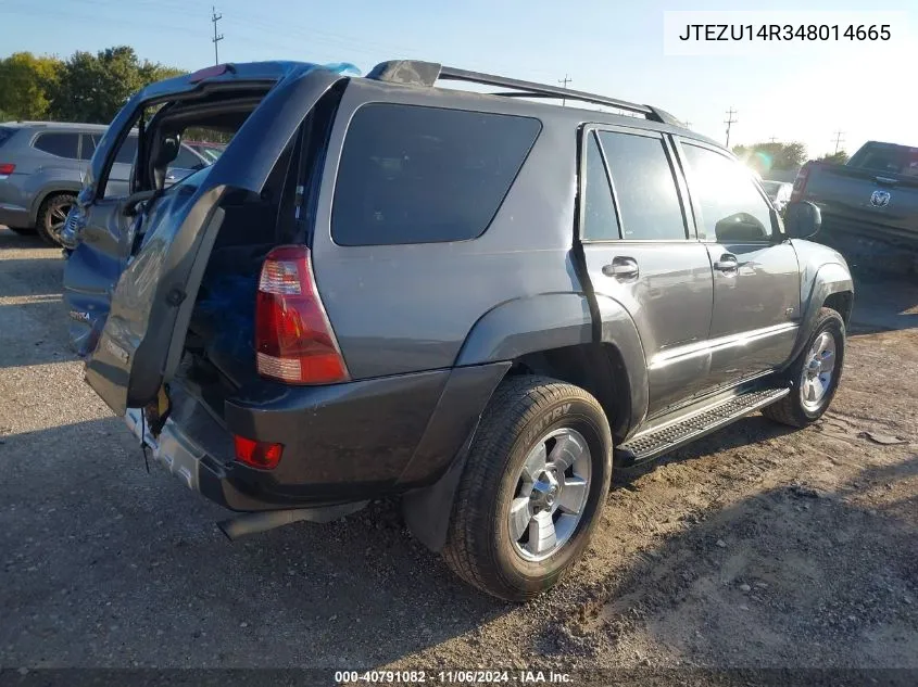 2004 Toyota 4Runner Sr5 V6 VIN: JTEZU14R348014665 Lot: 40791082