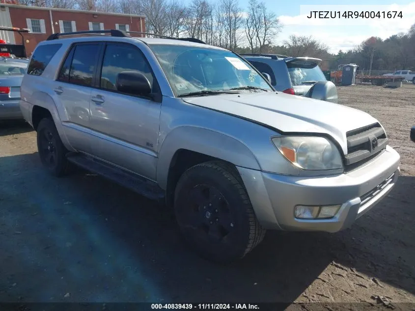 2004 Toyota 4Runner Sr5 V6 VIN: JTEZU14R940041674 Lot: 40839439