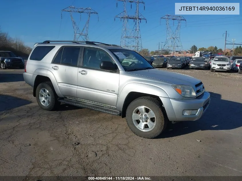 2004 Toyota 4Runner Sr5 V8 VIN: JTEBT14R940036169 Lot: 40845144