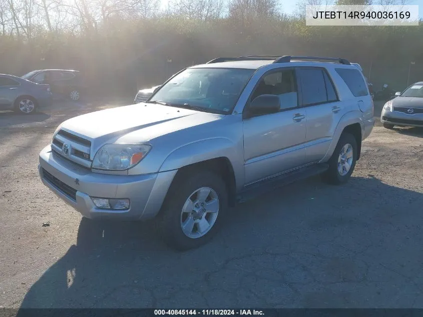 2004 Toyota 4Runner Sr5 V8 VIN: JTEBT14R940036169 Lot: 40845144