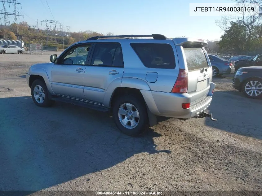 2004 Toyota 4Runner Sr5 V8 VIN: JTEBT14R940036169 Lot: 40845144