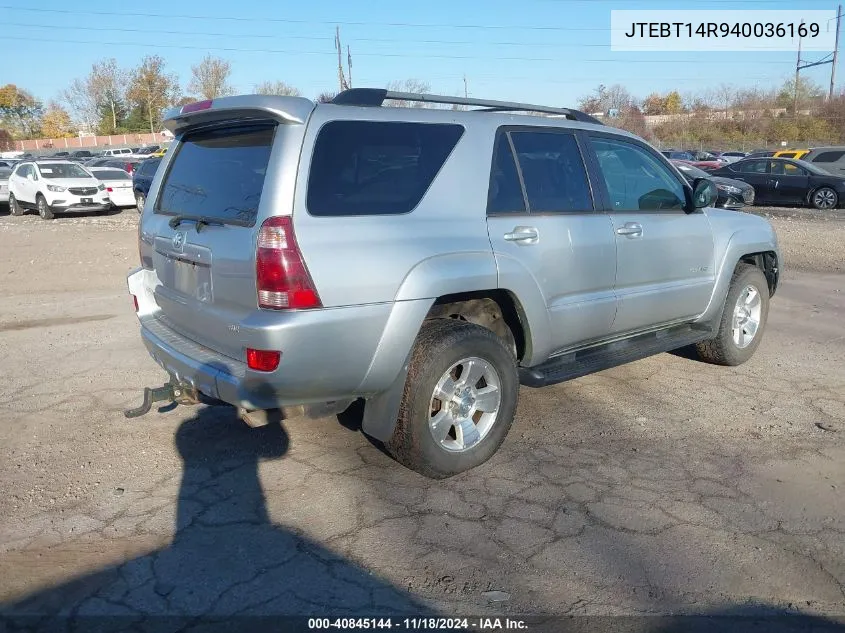 2004 Toyota 4Runner Sr5 V8 VIN: JTEBT14R940036169 Lot: 40845144