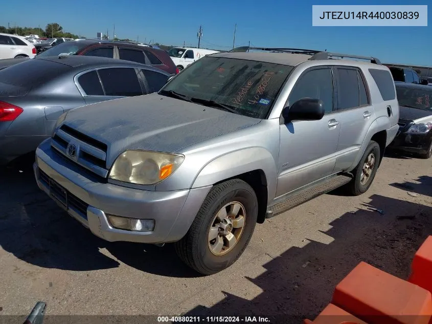 2004 Toyota 4Runner Sr5 V6 VIN: JTEZU14R440030839 Lot: 40880211