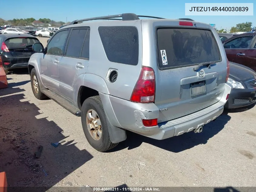 2004 Toyota 4Runner Sr5 V6 VIN: JTEZU14R440030839 Lot: 40880211