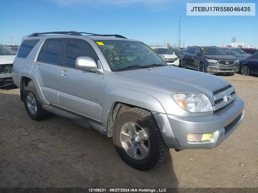 2005 Toyota 4Runner Limited V6 VIN: JTEBU17R558046435 Lot: 12109231