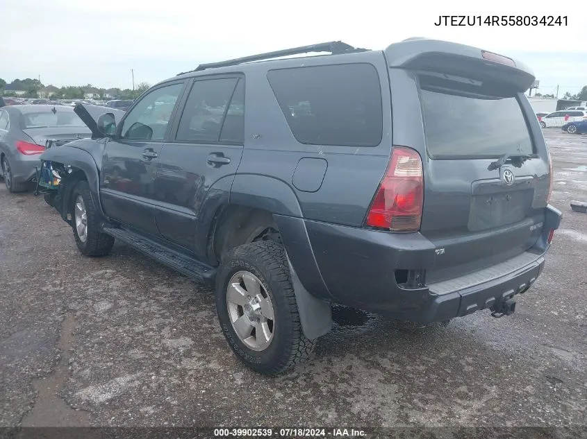 2005 Toyota 4Runner Sr5 V6 VIN: JTEZU14R558034241 Lot: 39902539