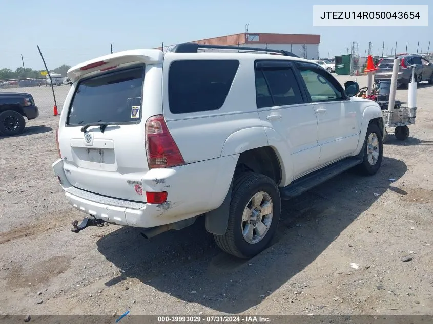 2005 Toyota 4Runner Sr5 V6 VIN: JTEZU14R050043654 Lot: 39993029