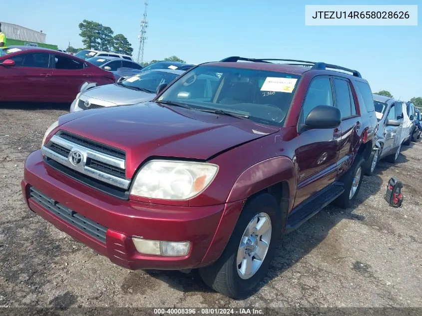 2005 Toyota 4Runner Sr5 V6 VIN: JTEZU14R658028626 Lot: 40008396