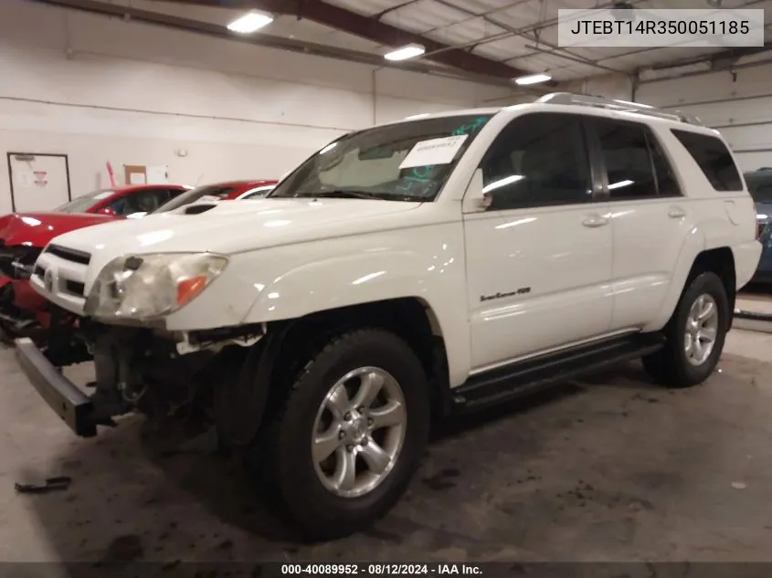 2005 Toyota 4Runner Sr5 Sport V8 VIN: JTEBT14R350051185 Lot: 40089952