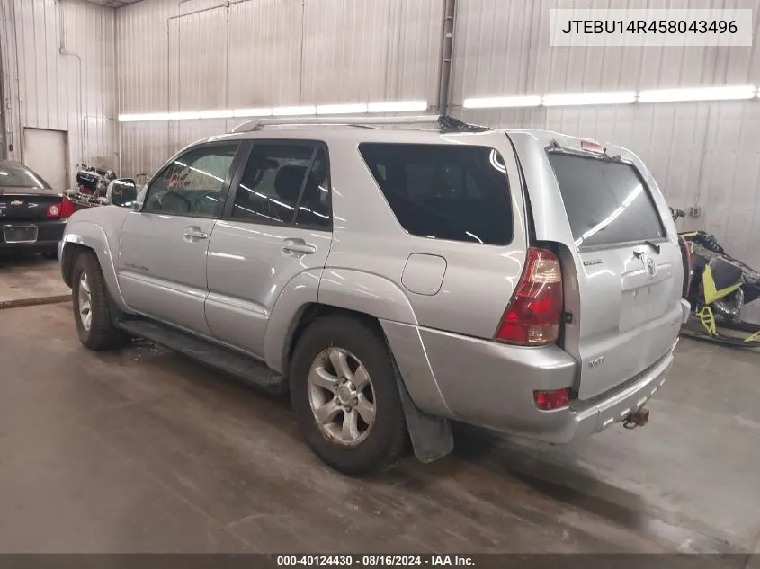 2005 Toyota 4Runner Sr5 Sport V6 VIN: JTEBU14R458043496 Lot: 40124430