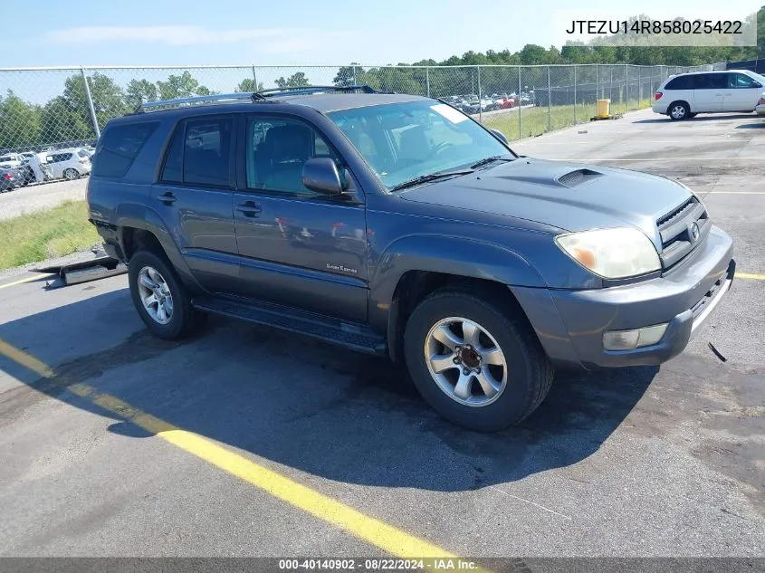 2005 Toyota 4Runner Sr5 Sport V6 VIN: JTEZU14R858025422 Lot: 40140902