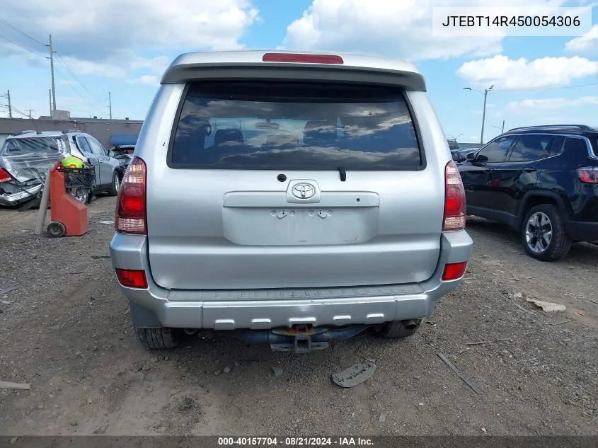 2005 Toyota 4Runner Sr5 Sport V8 VIN: JTEBT14R450054306 Lot: 40157704