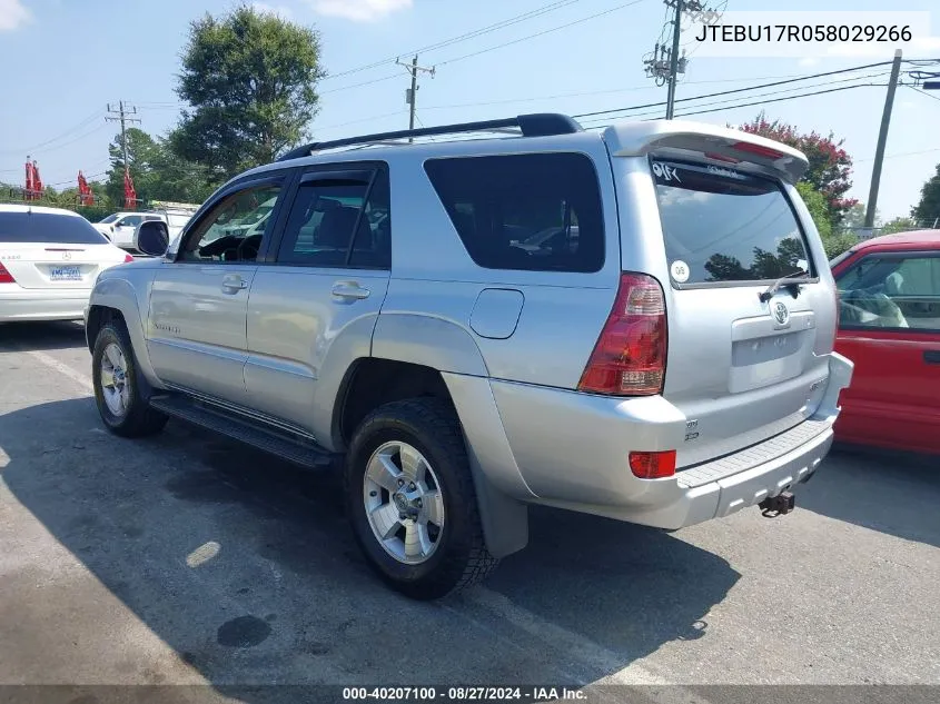 2005 Toyota 4Runner Limited V6 VIN: JTEBU17R058029266 Lot: 40207100