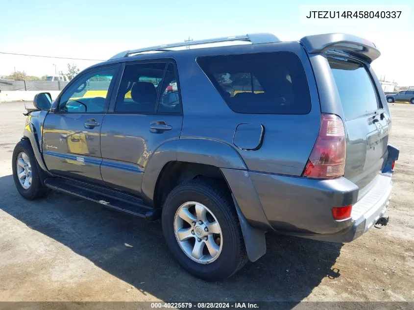 2005 Toyota 4Runner Sr5 Sport V6 VIN: JTEZU14R458040337 Lot: 40225579