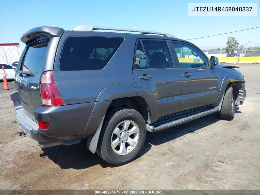 2005 Toyota 4Runner Sr5 Sport V6 VIN: JTEZU14R458040337 Lot: 40225579