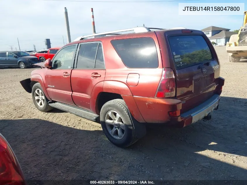 2005 Toyota 4Runner Sr5/Sport VIN: JTEBU14R158047800 Lot: 40263033