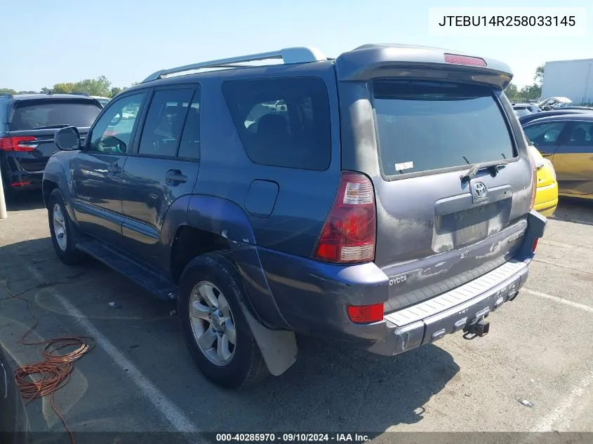 2005 Toyota 4Runner Sr5 Sport V6 VIN: JTEBU14R258033145 Lot: 40285970