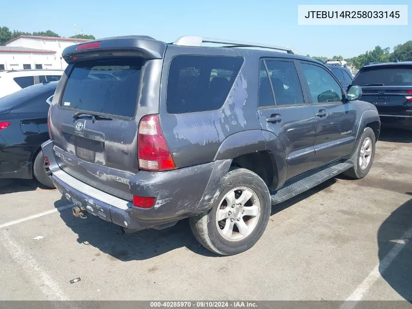 2005 Toyota 4Runner Sr5 Sport V6 VIN: JTEBU14R258033145 Lot: 40285970