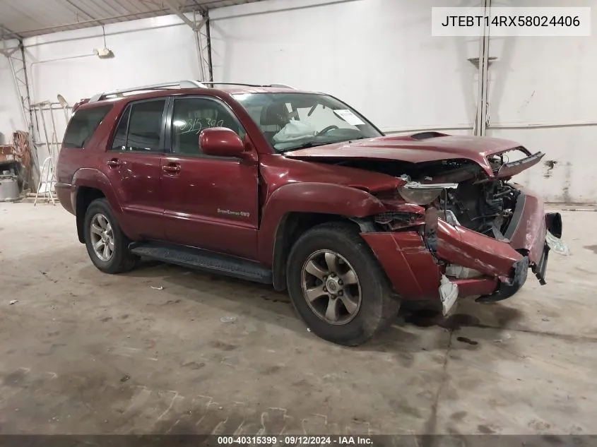 2005 Toyota 4Runner Sr5/Sport VIN: JTEBT14RX58024406 Lot: 40315399