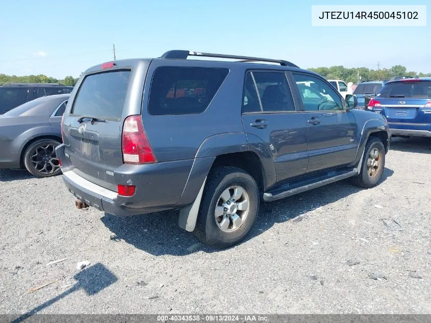 2005 Toyota 4Runner Sr5 V6 VIN: JTEZU14R450045102 Lot: 40343538