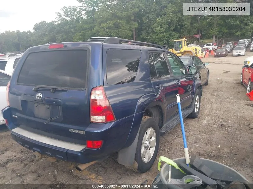 2005 Toyota 4Runner Sr5 V6 VIN: JTEZU14R158030204 Lot: 40359027