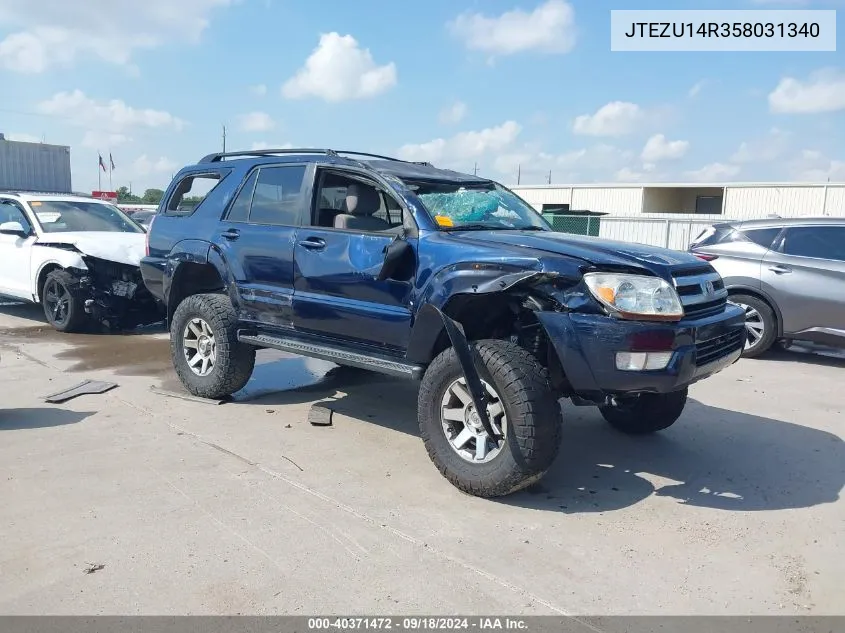 2005 Toyota 4Runner Sr5/Sport VIN: JTEZU14R358031340 Lot: 40371472