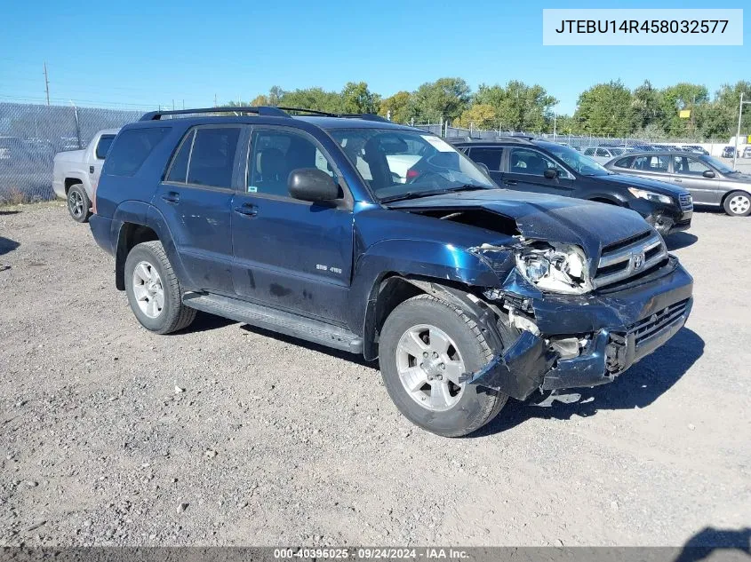 2005 Toyota 4Runner Sr5 V6 VIN: JTEBU14R458032577 Lot: 40396025