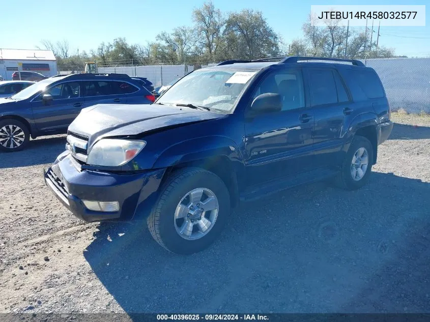 2005 Toyota 4Runner Sr5 V6 VIN: JTEBU14R458032577 Lot: 40396025